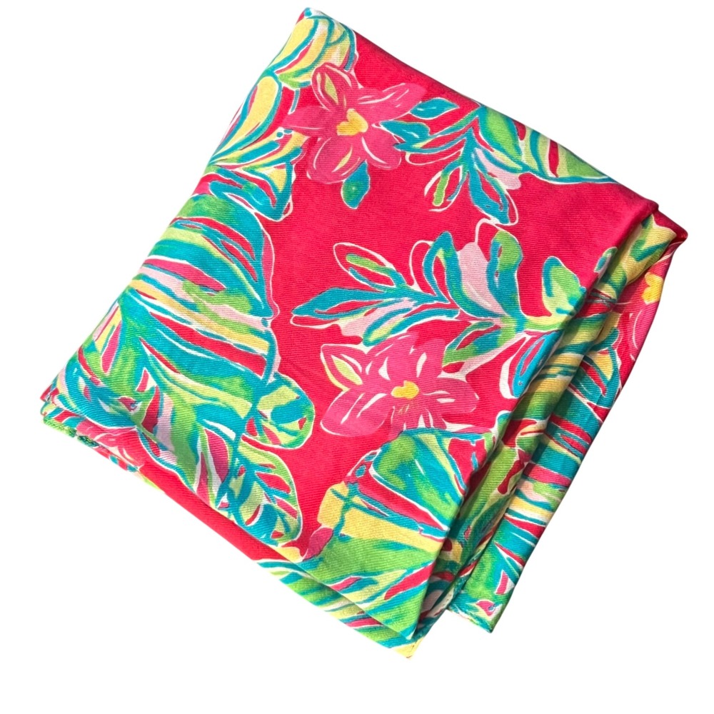 Lilly‎ Pulitzer Pink Pomegranate Jungle Tumble Scarf 48x74" Warp Sarong Beach